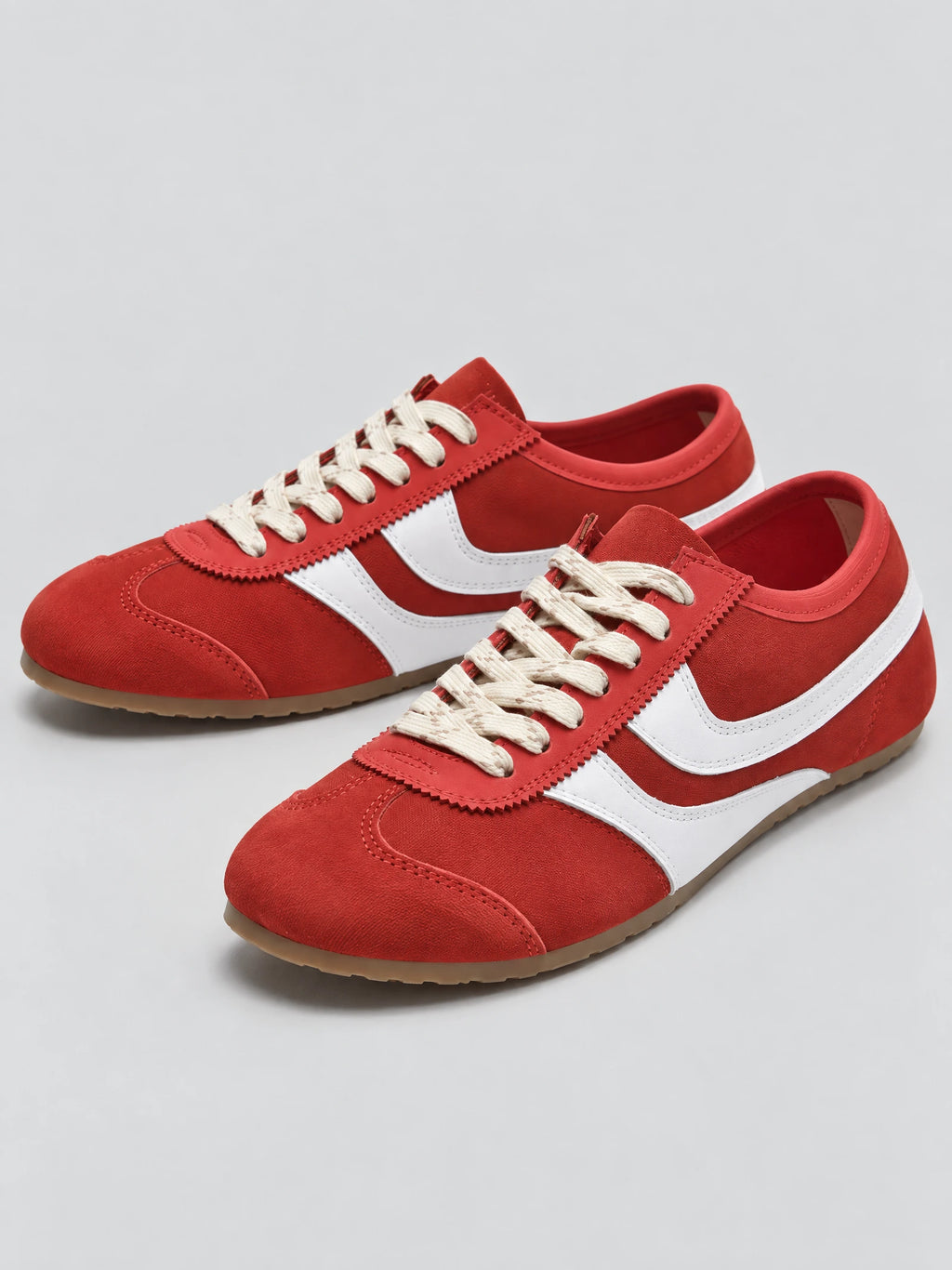 Red Gats Shoes leather lace-up sneakers shown as a pair in a front studio product view.