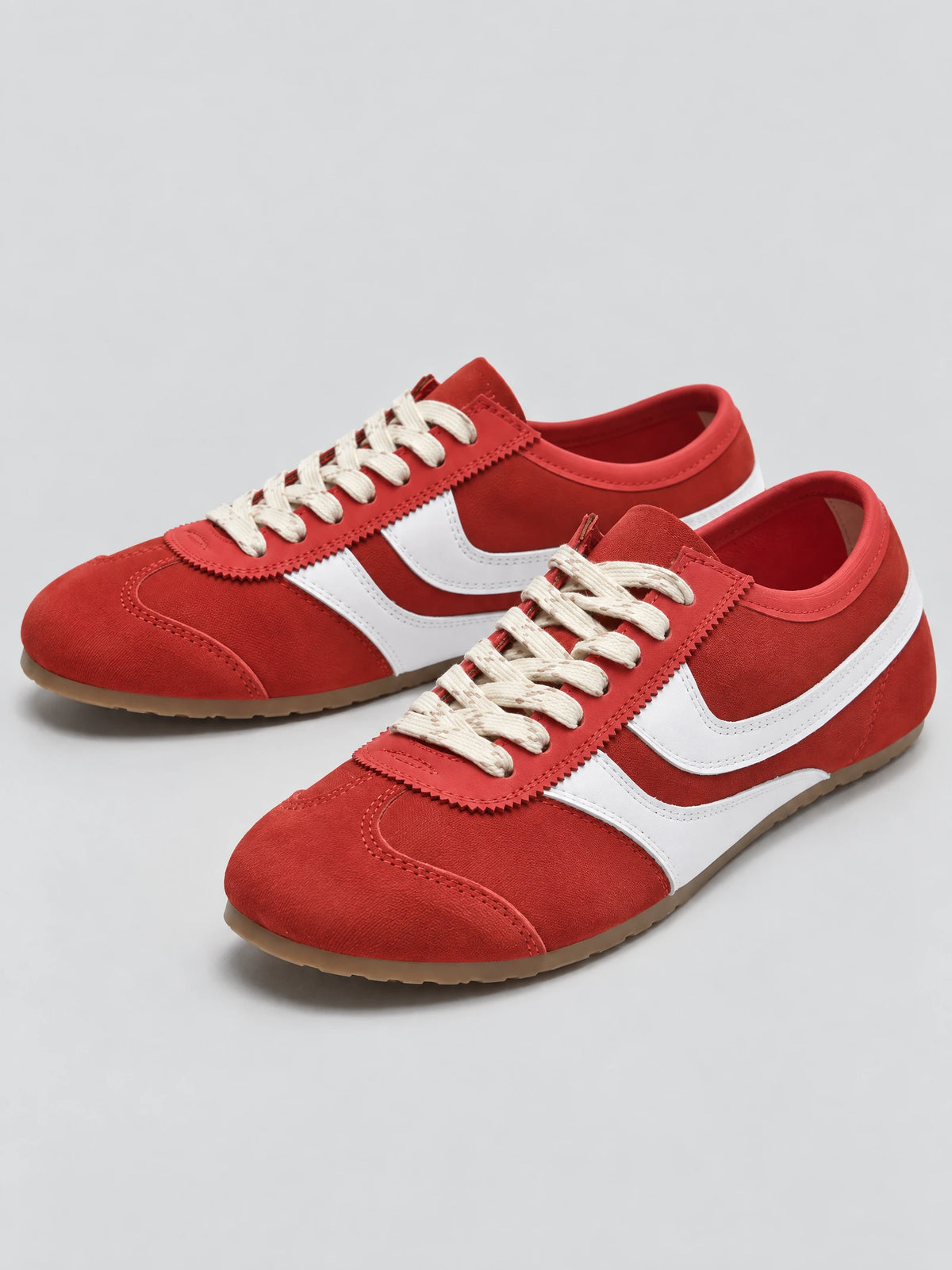 Red Gats Shoes leather lace-up sneakers shown as a pair in a front studio product view.