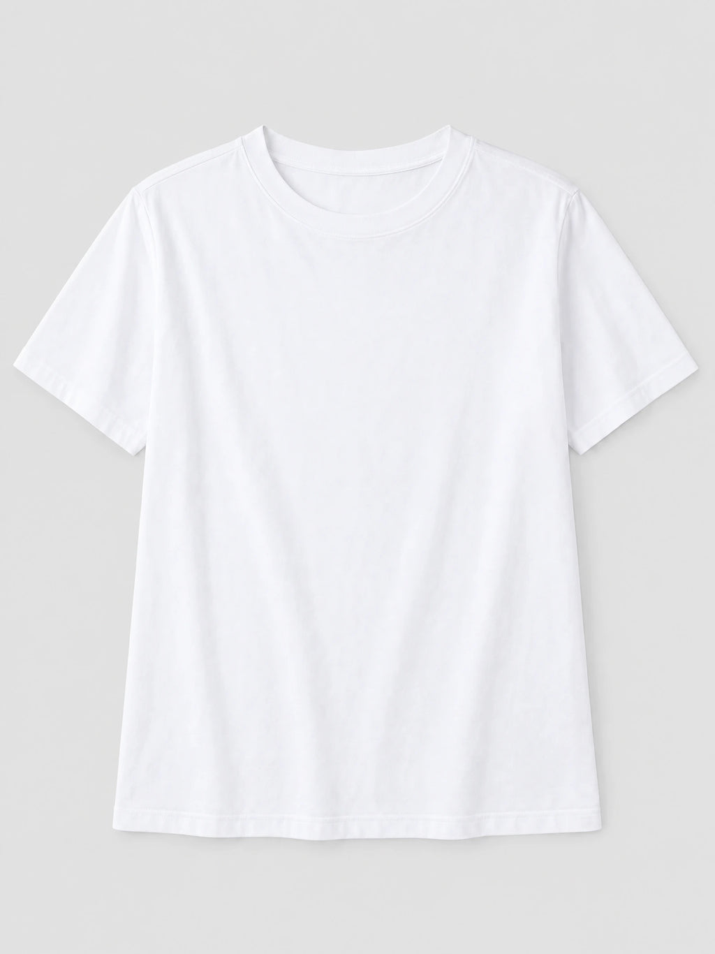 White women's heavyweight cotton T-shirt laid flat, showing a crew neckline, short sleeves, and straight hem.