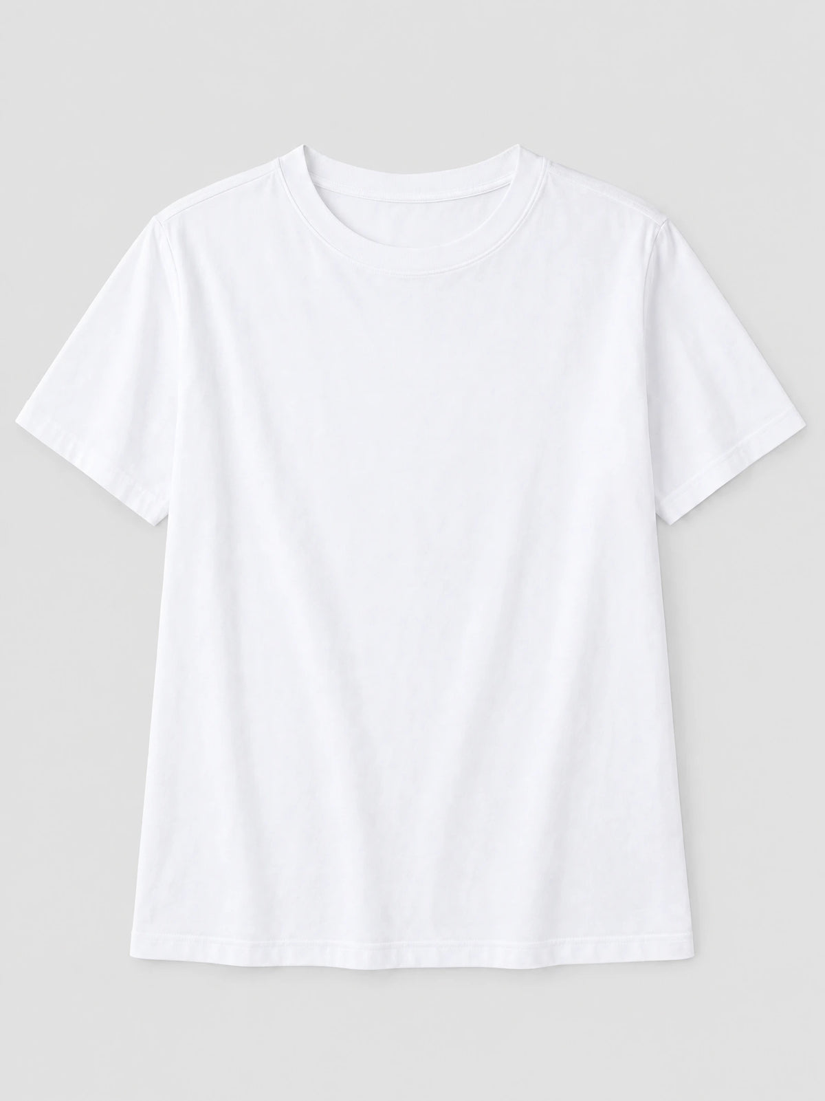 White women's heavyweight cotton T-shirt laid flat, showing a crew neckline, short sleeves, and straight hem.